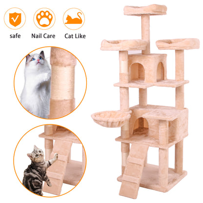 Arbre à Chat Design Velours Crème – Tour d'Escalade Élégante (V2)