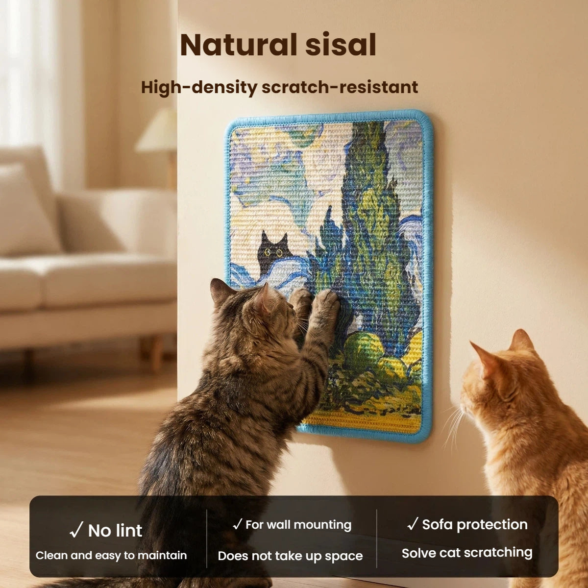 Griffoir Mural Vertical en Jute pour Chat – Fixation Murale, Durable