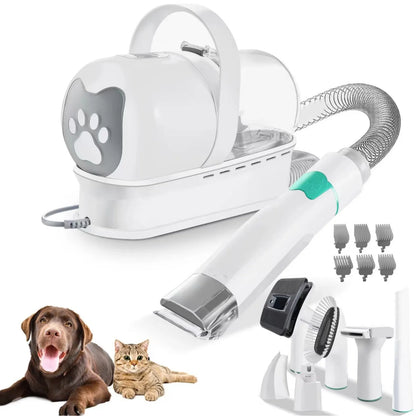 Kit de Toilettage Aspirant 7-en-1 pour Chien et Chat – Tondeuse Puissante et Silencieuse