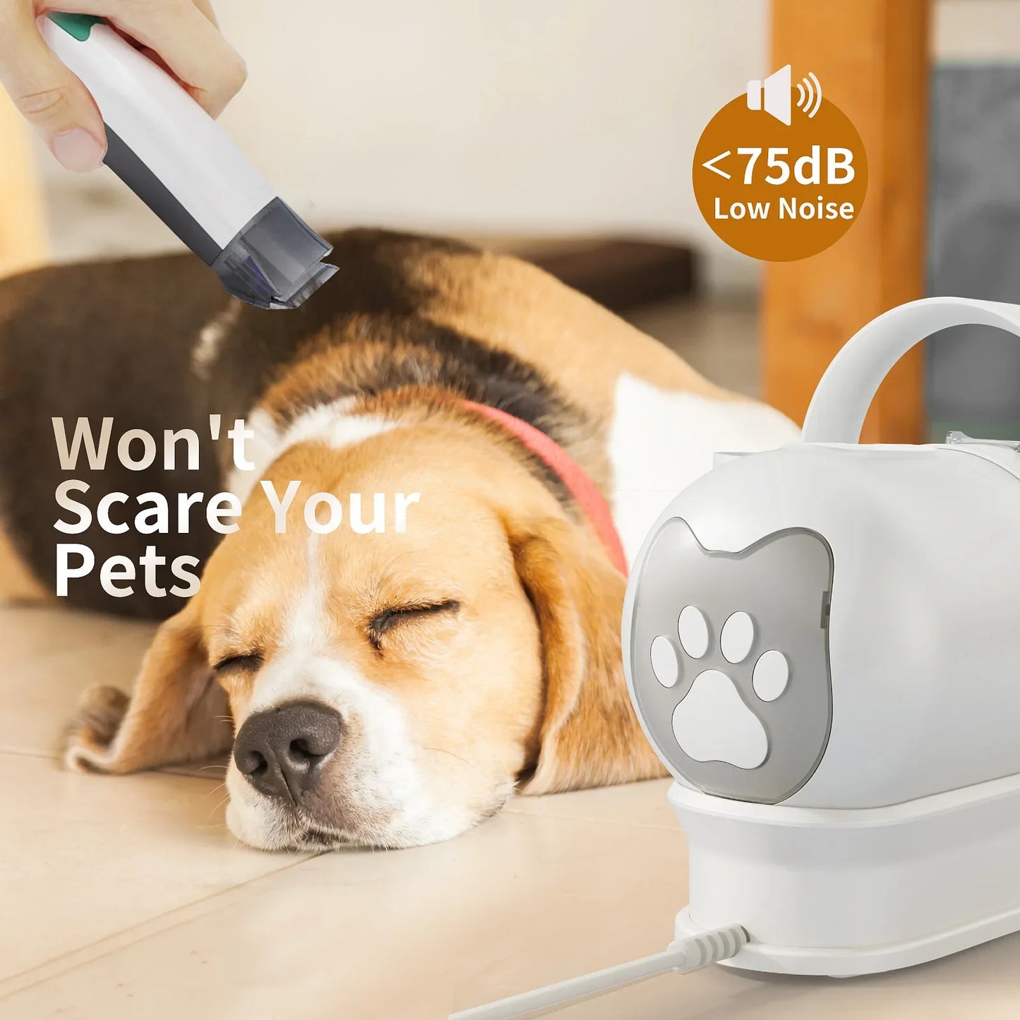 Kit de Toilettage Aspirant 7-en-1 pour Chien et Chat – Tondeuse Puissante et Silencieuse