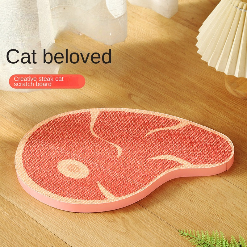 Creative New Design Steak Corrugated Cat Scratcher, Cat Claw Sharpening Rest Toy, Anti-Scratch Wall-Mounted Standing Cat Toy