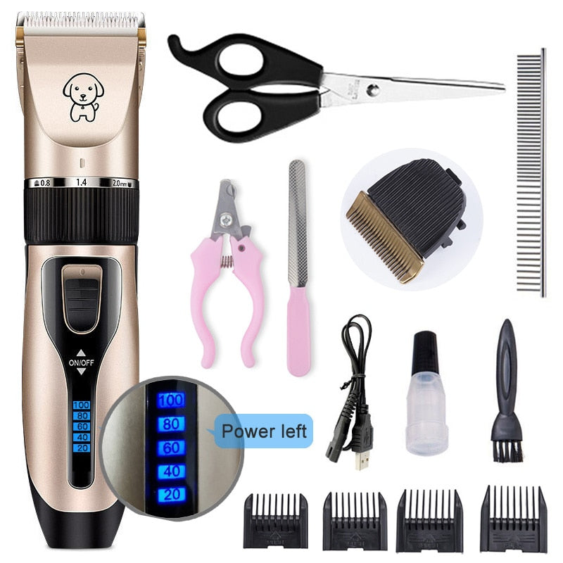 Tondeuse Professionnelle Chien et Chat USB – Rechargeable, Faible Bruit, Écran Batterie