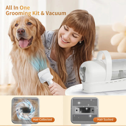 Kit de Toilettage Aspirant 7-en-1 pour Chien et Chat – Tondeuse Puissante et Silencieuse