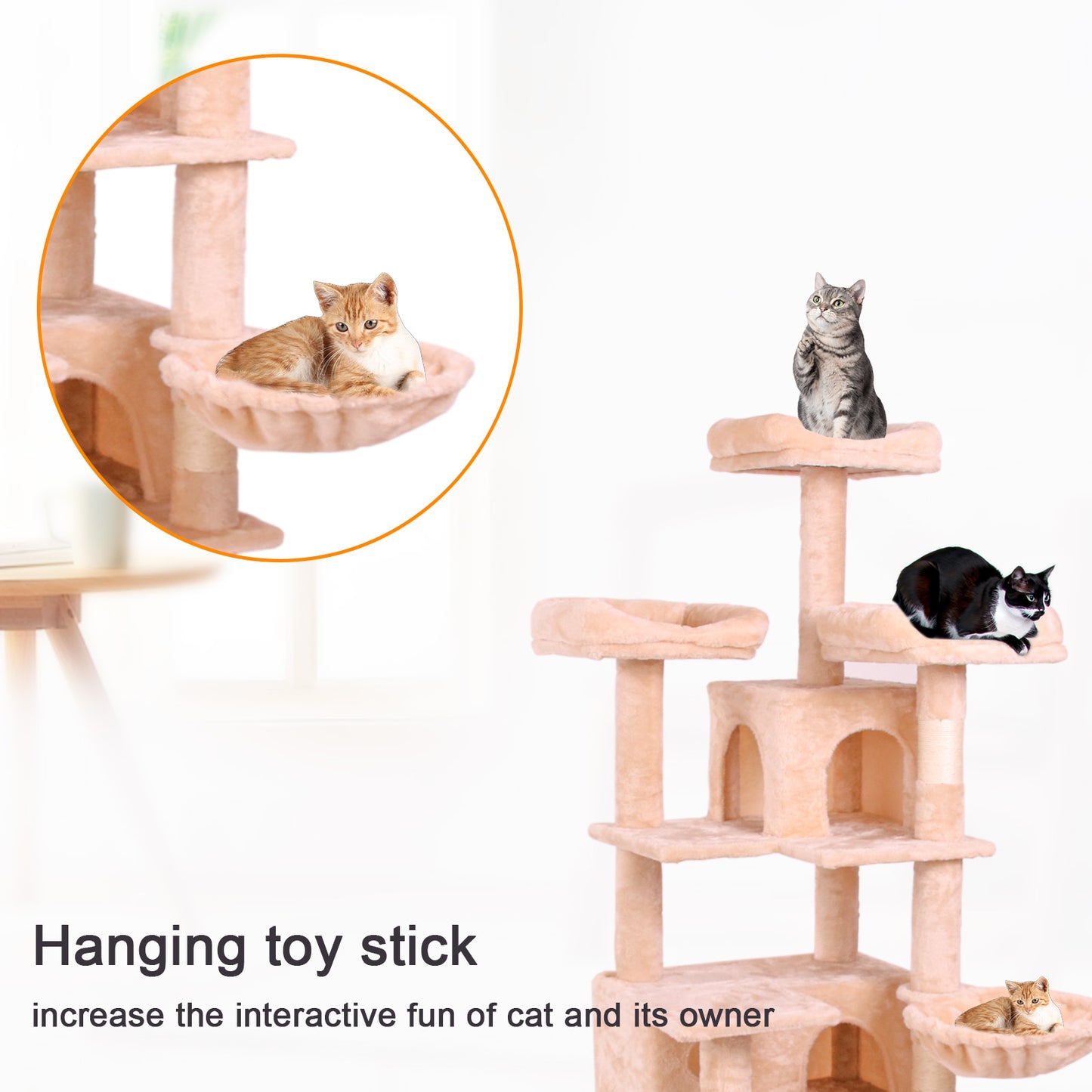 Arbre à Chat Design Velours Crème – Tour d'Escalade Élégante (V2)