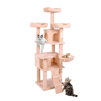 Arbre à Chat Design Velours Crème – Tour d'Escalade Élégante (V2)