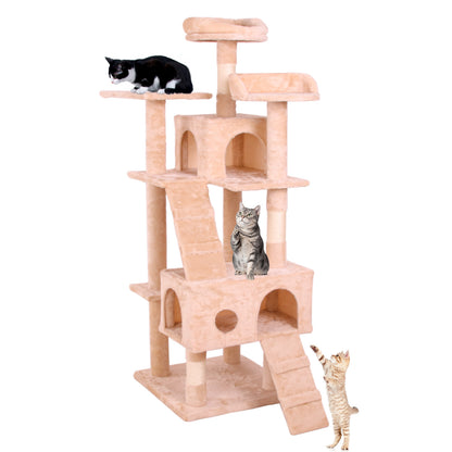 Arbre à Chat Design Velours Crème – Tour d'Escalade Élégante