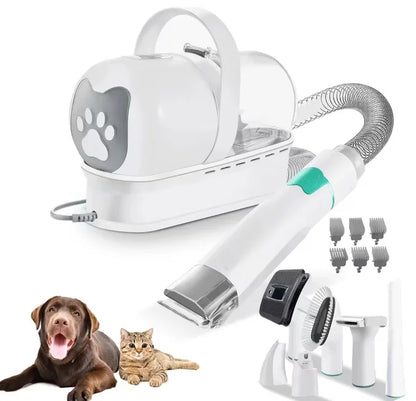 Kit de Toilettage Aspirant 7-en-1 pour Chien et Chat – Tondeuse Puissante et Silencieuse