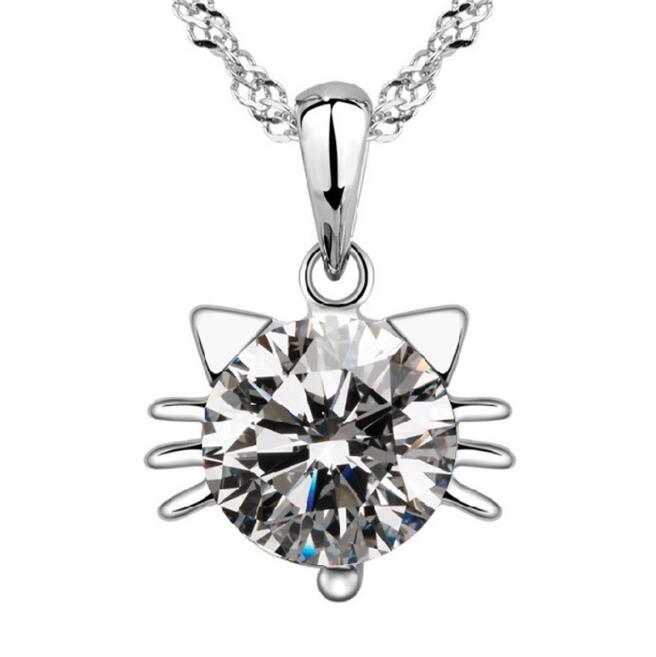 Collier Pendentif Chat en Zircone – Bijou pour Amoureux des Chats