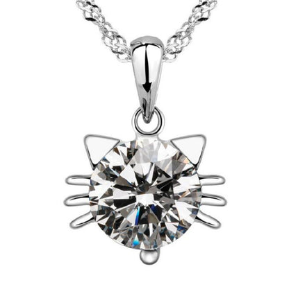 Collier Pendentif Chat en Zircone – Bijou pour Amoureux des Chats