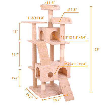 Arbre à Chat Design Velours Crème – Tour d'Escalade Élégante