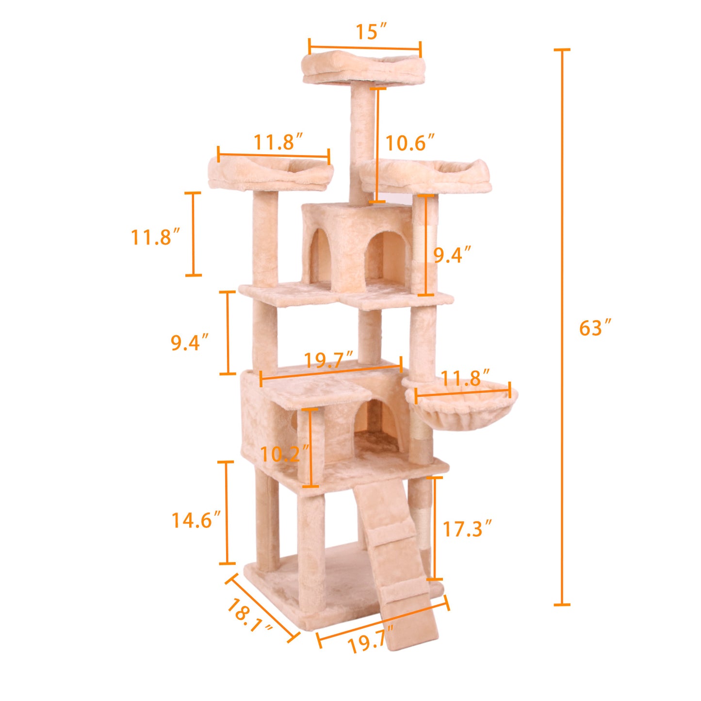 Arbre à Chat Design Velours Crème – Tour d'Escalade Élégante (V2)