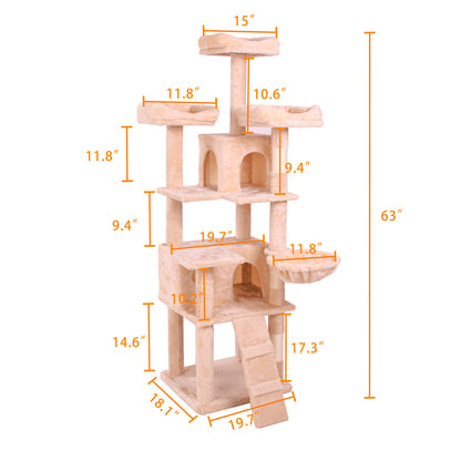 Arbre à Chat Design Velours Crème – Tour d'Escalade Élégante (V2)