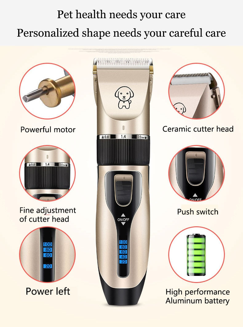Tondeuse Professionnelle Chien et Chat USB – Rechargeable, Faible Bruit, Écran Batterie