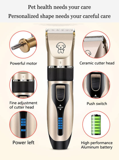 Tondeuse Professionnelle Chien et Chat USB – Rechargeable, Faible Bruit, Écran Batterie