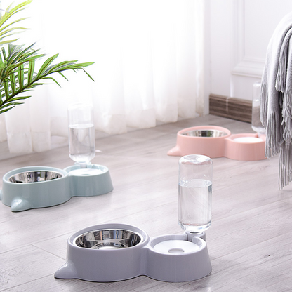 Distributeur 2-en-1 Eau et Croquettes pour Chat et Chien – Double Compartiment