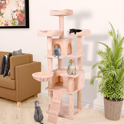 Arbre à Chat Design Velours Crème – Tour d'Escalade Élégante (V2)