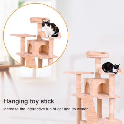 Arbre à Chat Design Velours Crème – Tour d'Escalade Élégante