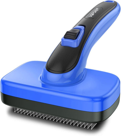 Brosse Autonettoyante Pour Chiens Et Chats Pour La Mue Et Le Toilettage De Toutes Les Races D'Animaux De Compagnie, Élimine Les Poils Morts, Les Sous-Poils, Les Tapis Et Les Poils Emmêlés,Bleu